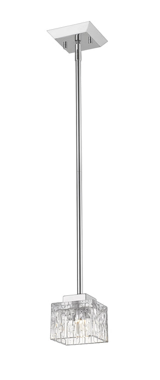 Buy chrome-with-clear-glass-and-clear-textured-shade Rubicon Outdoor (Damp) Pendant by Z-Lite