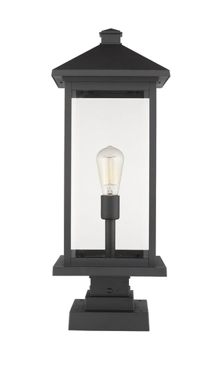 Buy black-with-clear-beveled-glass Portland Outdoor (Wet) Pier Mounted Fixture by Z-Lite