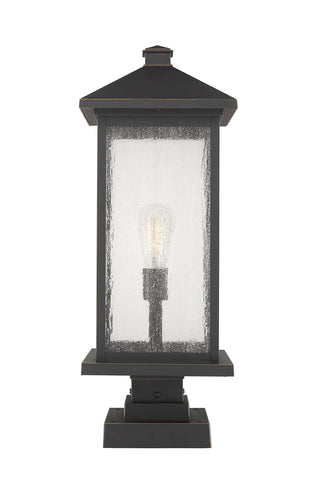 Buy oil-rubbed-bronze-with-clear-beveled-glass Portland Outdoor (Wet) Pier Mounted Fixture by Z-Lite