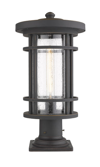 Buy oil-rubbed-bronze-with-clear-seedy-glass Jordan Outdoor (Wet) Pier Mounted Fixture by Z-Lite