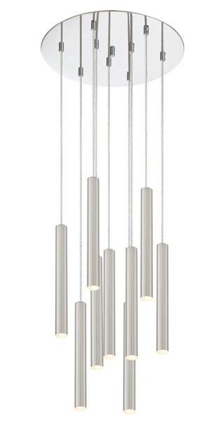 Buy chrome-with-brushed-nickel-glass-and-silver-gray-shade Forest Outdoor (Damp) Chandelier by Z-Lite