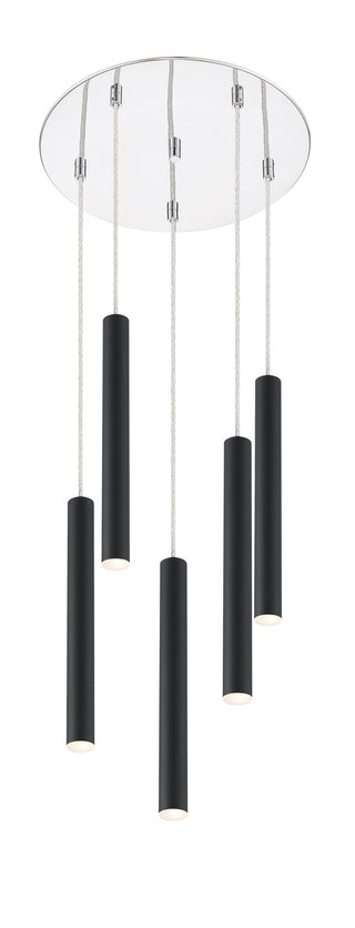 Buy chrome-with-matte-black-glass-and-black-shade Forest Outdoor (Damp) Chandelier by Z-Lite