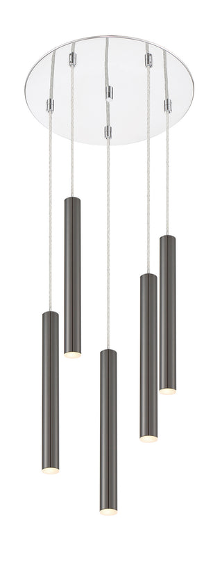 Buy chrome-with-pearl-black-glass-and-black-shade Forest Outdoor (Damp) Chandelier by Z-Lite