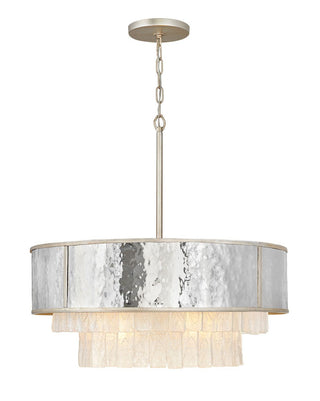 Buy champagne-gold-with-hammered-stainless-steel-glass-and-clear-textured-shade Reverie Chandelier by Fredrick Ramond