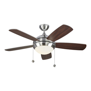 Buy brushed-steel-finish-with-silver-blades 5-Blades Discus Ceiling Fan with Light by Generation Lighting