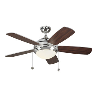 Buy polished-nickel-finish-with-silver-blades 5-Blades Discus Ceiling Fan with Light by Generation Lighting