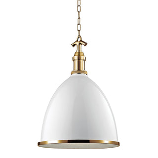 Buy white-aged-brass-with-white-glass-and-white-shade Viceroy Outdoor (Damp) Pendant by Hudson Valley