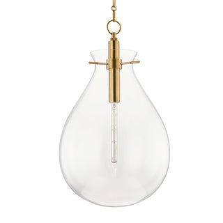 Buy aged-brass-with-clear-glass Ivy Outdoor (Damp) Pendant by Hudson Valley