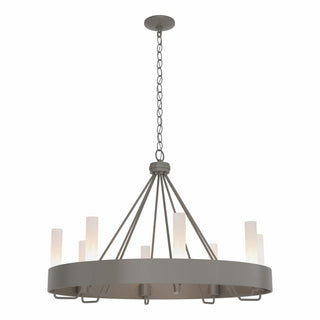 Buy dark-smoke-with-frosted-glass-fd-glass-and-white-shade Banded Chandelier by Hubbardton Forge