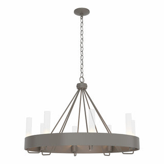 Buy dark-smoke-with-clear-glass-zm-glass-and-white-shade Banded Chandelier by Hubbardton Forge