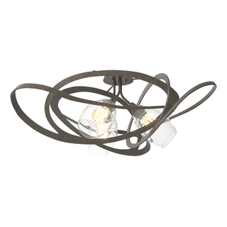 Buy dark-smoke-with-clear-glass-zm-glass-and-clear-shade Nest Semi Flush Mount Light by Hubbardton Forge