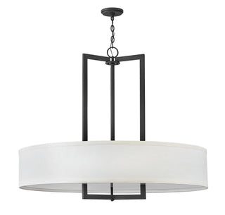 Buy buckeye-bronze-with-off-white-linen-hardback-glass-and-white-shade Hampton Chandelier by Hinkley