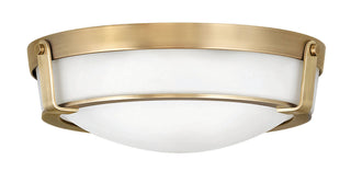 Buy heritage-brass-with-etched-glass-and-white-shade Hathaway Flush Mount Ceiling Light by Hinkley