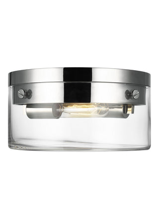Buy polished-nickel Garrett Outdoor (Damp) Flush Mount Ceiling Light by Visual Comfort Studio