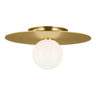 Buy burnished-brass-with-milk-white-glass Nodes Outdoor (Damp) Flush Mount Ceiling Light by Visual Comfort Studio