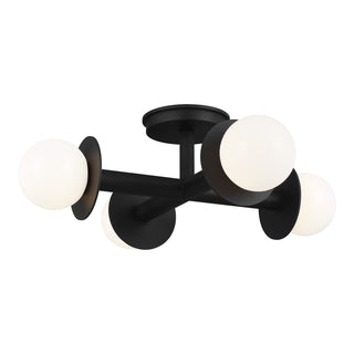 Buy midnight-black-with-milk-white-glass-and-white-shade Nodes Outdoor (Damp) Flush Mount Light by Visual Comfort Studio
