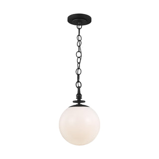Buy aged-iron-with-milk-white-glass-and-white-shade Capri Outdoor (Damp) Pendant by Visual Comfort Studio