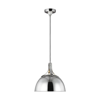 Buy polished-nickel-with-polished-nickel-glass-and-silver-gray-shade Logan Outdoor (Damp) Pendant by Visual Comfort Studio