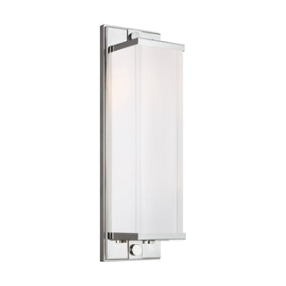 Buy polished-nickel-with-white-pressed-glass Logan Outdoor (Damp) Sconce by Visual Comfort Studio
