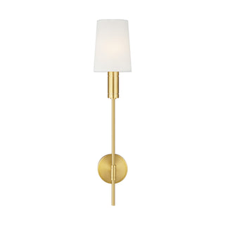Buy burnished-brass-with-white-linen-glass-and-white-shade Beckham Modern Outdoor (Damp) Sconce by Visual Comfort Studio