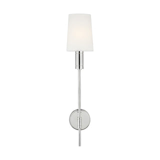 Buy polished-nickel-with-white-linen-glass-and-white-shade Beckham Modern Outdoor (Damp) Sconce by Visual Comfort Studio