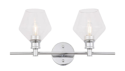 Gene Sconce by Elegant Lighting – Lights: 2 Light (19.10"L x 8.00"W x 10.20"H) – Finish: Chrome and Clear glass with Clear Glass – Elegant Lighting-LD2312C