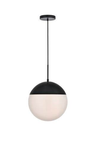 Buy black-with-frosted-white-glass-and-frosted-shade Eclipse Pendant by Elegant Lighting