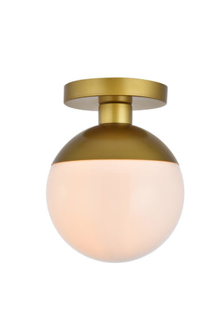 Buy brass-with-frosted-white-glass-and-white-shade Eclipse Flush Mount Ceiling Light by Elegant Lighting