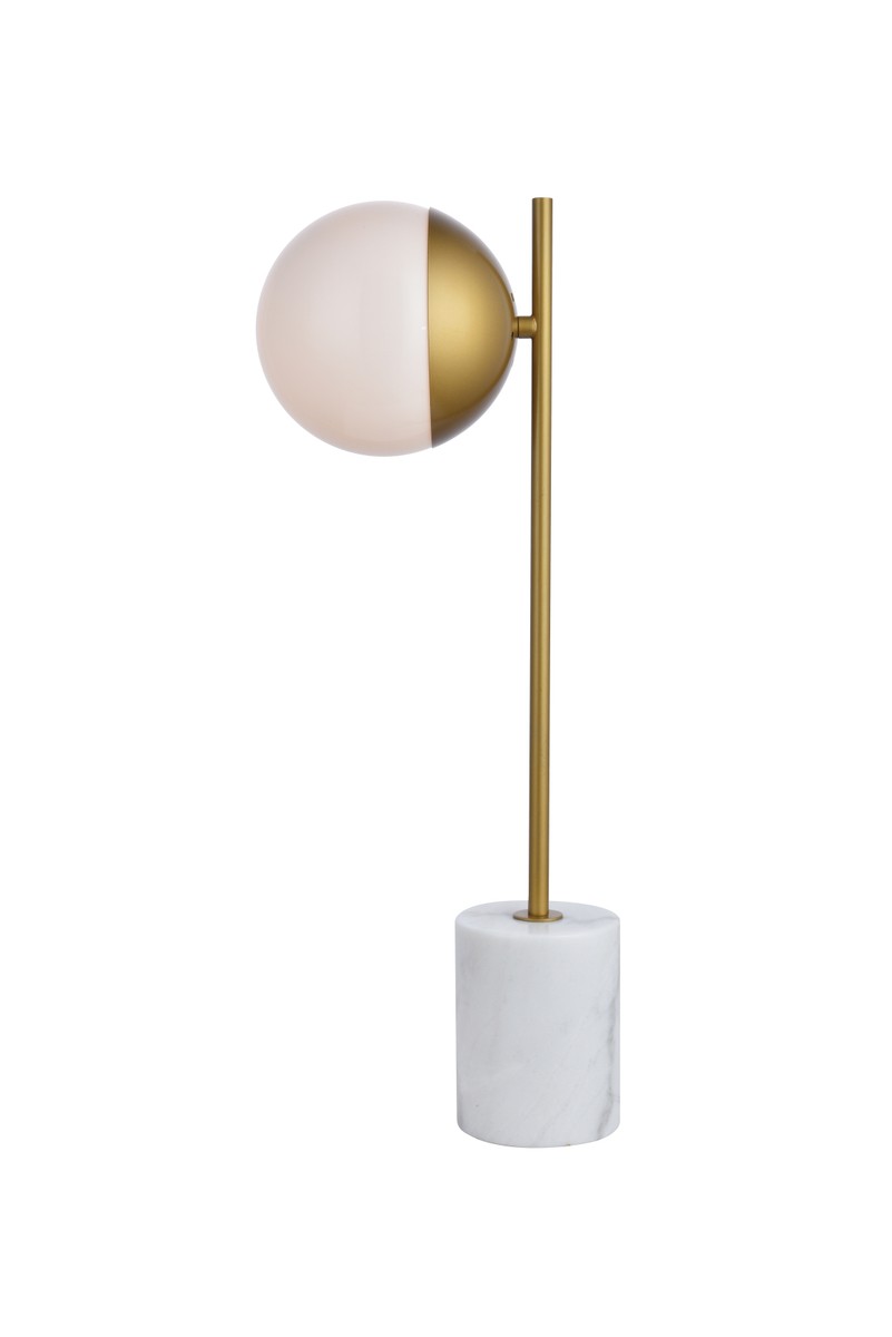 Eclipse Lamp by Elegant Lighting – Lights: 1 Light (8.50"L x 6.00"W x 22.00"H) – Finish: Brass with Frosted White Glass – Elegant Lighting-LD6108BR