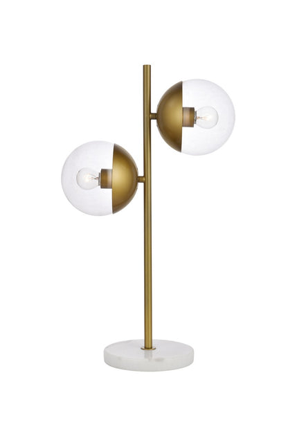 Eclipse Table Lamp by Elegant Lighting – Lights: 2 Light (13.50"L x 7.00"W x 23.00"H) – Finish: Brass with Clear Glass – Elegant Lighting-LD6157BR