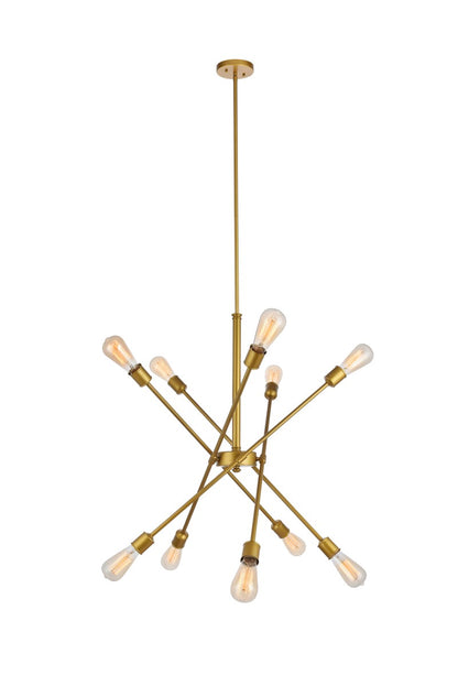 Axel Pendant by Elegant Lighting – Lights: 10 Light (27.20"L x 27.20"W x 32.50"H) – Finish: Brass – Elegant Lighting-LD8019D28BR