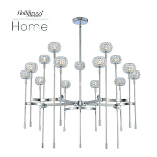 Buy chrome-with-dimpled-clear-optic-glass-glass Mae Chandelier by Kalco