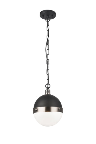 Buy brushed-nickel-with-opal-glass-glass-and-white-shade Torino Pendant by Matteo Lighting