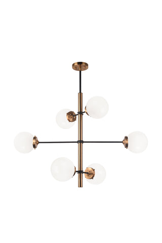 Buy aged-gold-brass-with-opal-glass-glass-and-white-shade Enchant Chandelier by Matteo Lighting