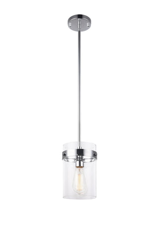 Buy chrome-with-clear-glass-glass-and-clear-shade Zale Pendant by Matteo Lighting