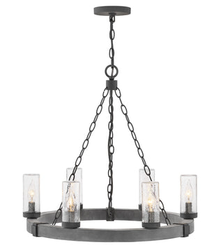 Buy aged-zinc-with-clear-seedy-glass Sawyer Outdoor (Wet) Chandelier by Hinkley