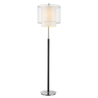 Buy espresso-brushed-nickel-with-sheer-snow-shantung-two-tier-shade-glass Roosevelt Floor Lamp by Acclaim Lighting
