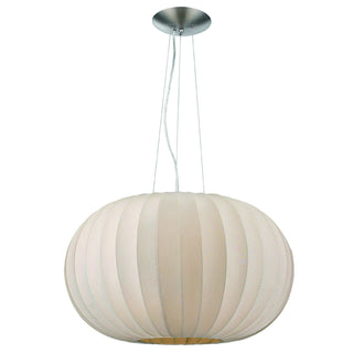 Buy brushed-nickel-with-sheer-pearl-ribbon-shade-glass-and-white-shade Shanghai Pendant by Acclaim Lighting