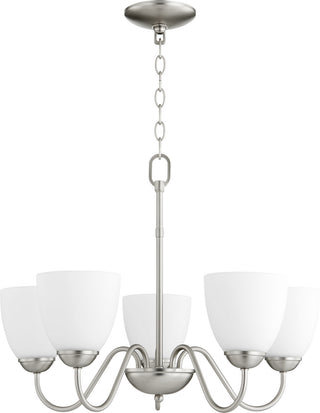 Buy satin-nickel-with-satin-opal-glass-and-opal-shade Chandeliers Chandelier by Quorum
