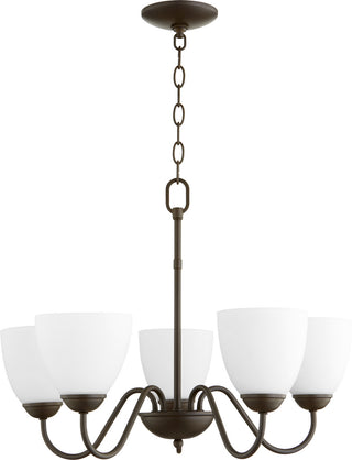 Buy oiled-bronze-with-satin-opal-glass-and-white-shade Chandeliers Chandelier by Quorum