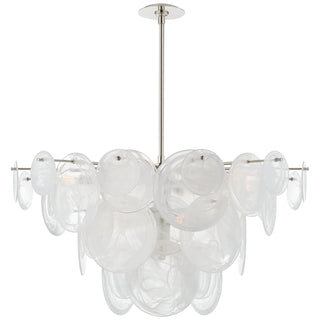 Buy polished-nickel-with-white-strie-glass-glass Loire Chandelier by Visual Comfort Signature