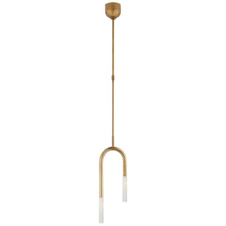 Buy antique-burnished-brass-with-seeded-glass-glass-and-white-shade Rousseau Outdoor (Damp) Pendant by Visual Comfort Signature