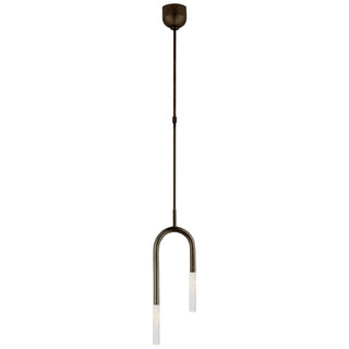 Buy bronze-with-seeded-glass-glass-and-white-shade Rousseau Outdoor (Damp) Pendant by Visual Comfort Signature