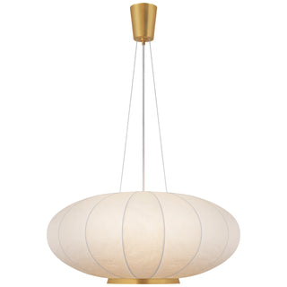 Buy soft-brass-with-rice-paper-glass-and-natural-cream-shade Paper Moon Pendant by Visual Comfort Signature