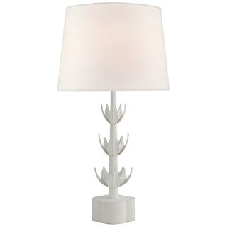 Buy plaster-white-with-14-5-x-16-5-x-12-5-linen-glass-and-natural-cream-shade Alberto Table Lamp by Visual Comfort Signature