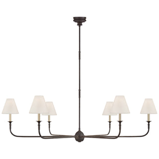 Buy aged-iron-and-ebonized-oak-with-2-5-x-6-5-x-6-linen-glass Piaf Chandelier by Visual Comfort Signature