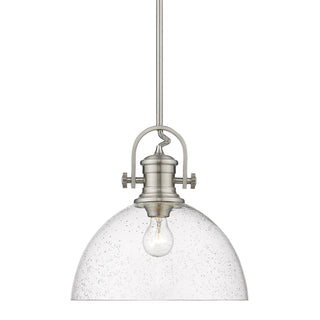 Buy pewter-with-seeded-glass-glass Hines Pendant by Golden