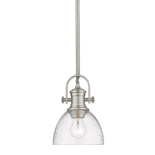Buy pewter-with-seeded-glass-glass-and-clear-seedy-shade Hines Mini Pendant by Golden