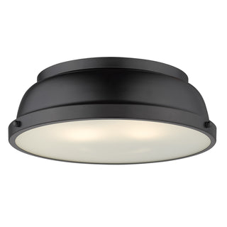 Buy matte-black-with-matte-black-glass-and-black-shade Duncan Outdoor (Damp) Flush Mount Ceiling Light by Golden