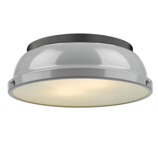 Buy matte-black-with-gray-glass-and-white-shade Duncan Outdoor (Damp) Flush Mount Ceiling Light by Golden